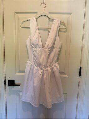 naked wardrobe White V-Neck Sleeveless Skater Dress